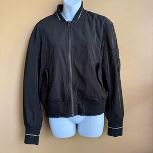 Mango Black Bomber Jacket with Ribbed Cuffs Sise M